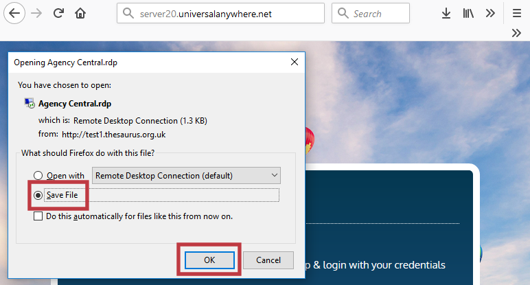 Download using Firefox